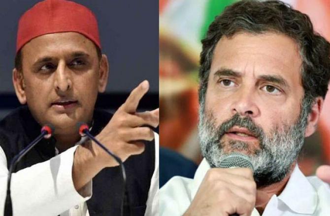 Akhilesh Yadav and Rahul Gandhi. Photo: INN