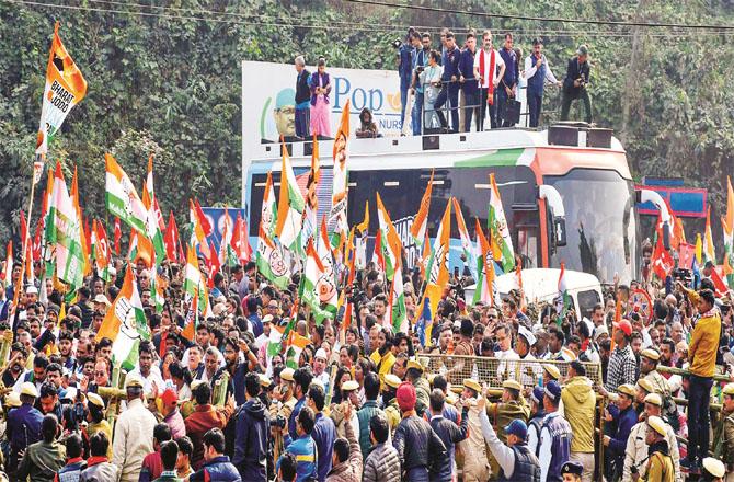 `Bharat Jodo Naya Yatra` was stopped from entering Guwahati when Rahul Gandhi addressed the crowd there (Photo: PTI)