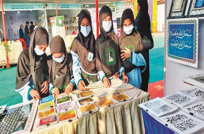 As it was a holiday on Friday, the students of madrasas came in large numbers to the book fair.Photo: INN
