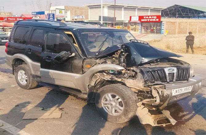 The condition of the car involved in the accident can be seen. Photo: PTI