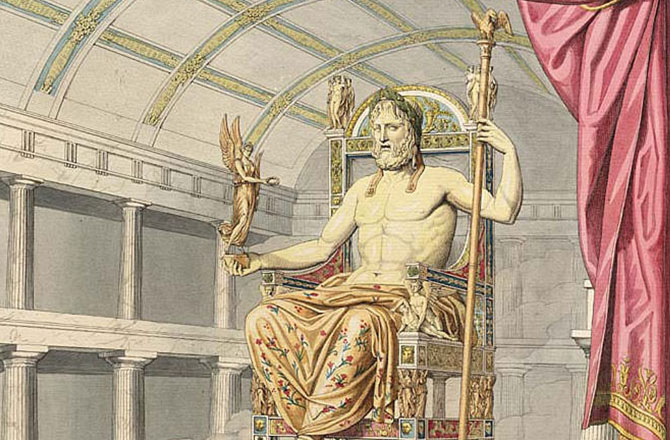 زیوس کا مجسمہ،یونان، (Statue of Zeus): اولمپیا میں زیوس کا مجسمہ۴۳۰؍ قبل مسیح میں بنایا گیا تھا جو ۴۲۶؍ قبل مسیح میں آتشزدگی کی وجہ سے تباہ ہوگیا تھا۔ مجسمہ ساز فیڈیاس نے اسے بنایا تھا۔ بہت سے مورخین کا خیال ہے کہ مجسمے کو قسطنطنیہ منتقل کیا گیا تھا اور تقریباً ۵۰؍سال بعد اسے تباہ کر دیا گیا۔