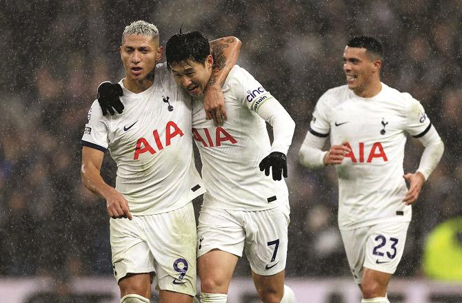 Tottenham players celebrating a goal. Photo: Agency