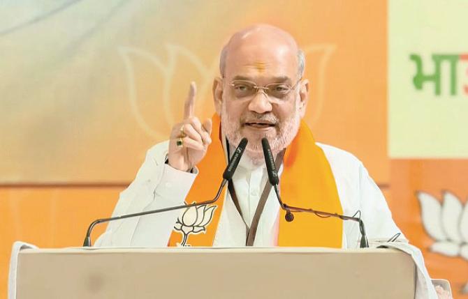 Amit Shah speaking in Pune. Photo: INN