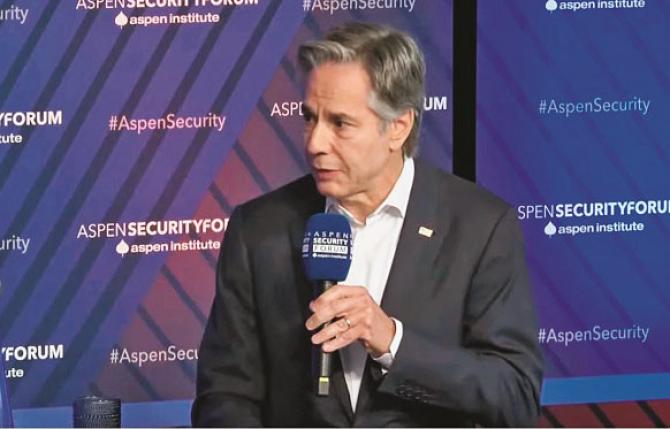 US Secretary of State Anthony Blanken speaking at the Security Forum. Photo: INN