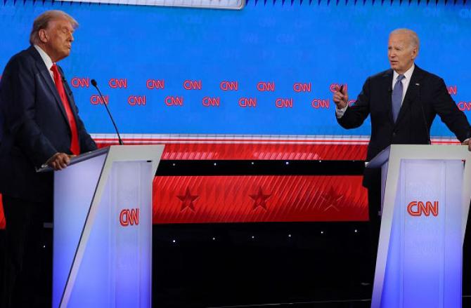A photo of Biden and Trump`s CNN debate. Photo: INN