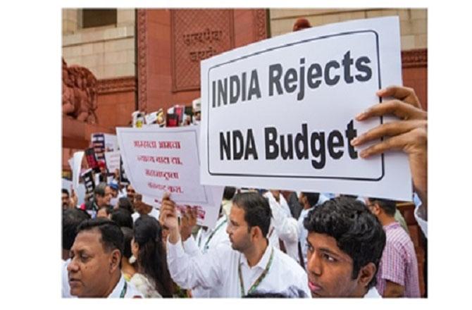 Leader of Opposition opposing the budget. Photo: PTI