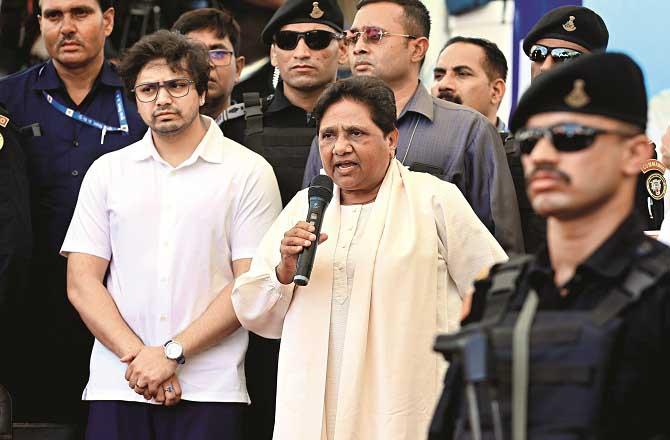Mayawati speaking on the occasion of the last meeting. Photo: PTI