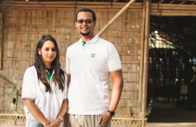 Muzeen Mukhtar and his wife Parmita Sharma. Photo: INN