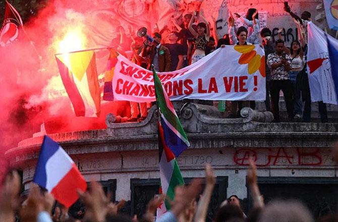 France A scene from the protest. Image: X