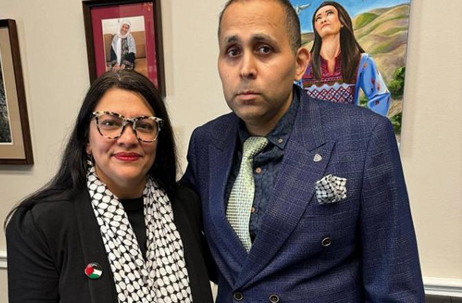 Rashida Talib can be seen wearing a kofiya. Photo: INN