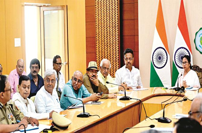 A scene from Chief Minister Mamata Banerjee`s meeting with officials on Tuesday