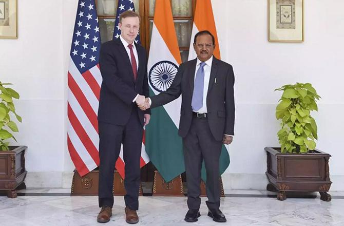 Ajit Doval and Jake Sullivan . Photo: PTI.