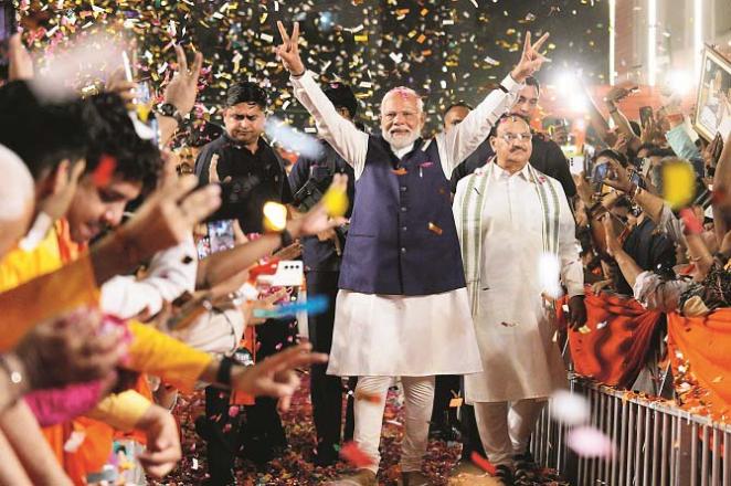 Narendra Modi is becoming the prime minister for the third time but this time he has not got a majority alone, this time he will be at the mercy of the coalition parties. Photo: INN
