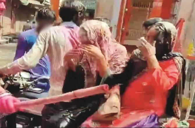 In the name of Holi, Muslim women were forcibly dyed in Bijnor`s Dhampur. Photo: INN