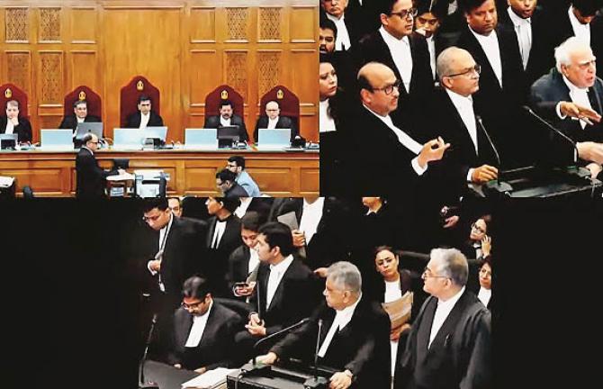 A scene from Monday`s hearing at the Supreme Court. The Chief Justice did not accept a single argument of CBI counsel Harish Salve. Photo: INN