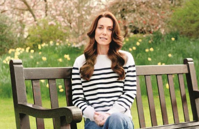Image taken from Kate Middleton`s video in which she reported being diagnosed with cancer. Photo: INN