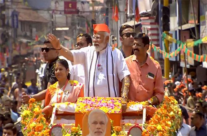 Prime Minister Modi during a rally in Placode.(PTI)