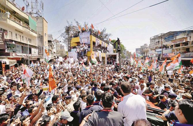 On Monday, Rahul Gandhi held a rally in the last phase of Gujarat in Surat. Photo: PTI