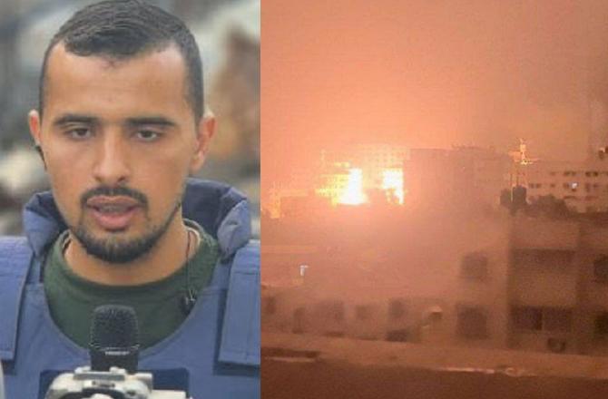 On the right is a scene of destruction outside Al Shifa Hospital and on the right Ismail Al Ghul. Image: X