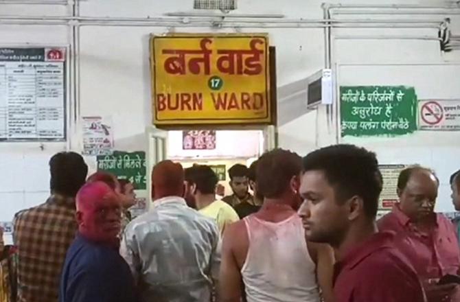 The family is gathered outside the ward. Photo: PTI