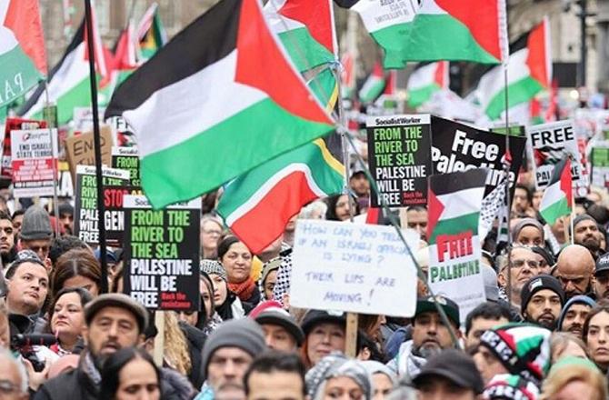 Pro-Palestine demonstration in the UK. Image: X