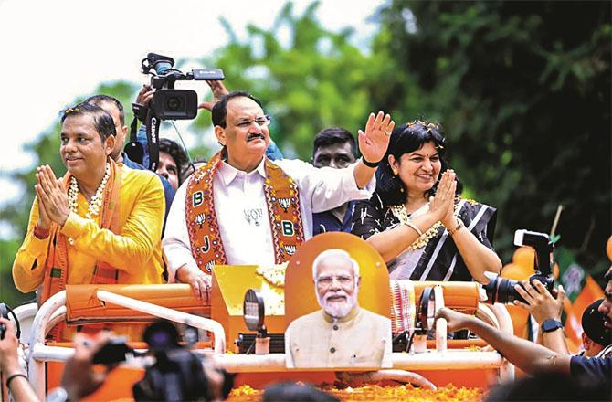 BJP president JP Nadda has again changed the pantra. Photo: INN