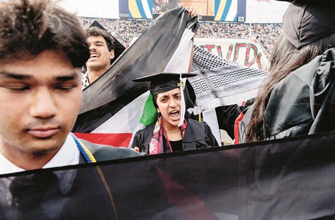 Student protests in American universities may spread further. Photo: PTI.