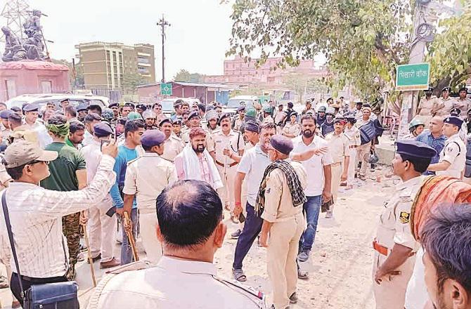 There is a police arrangement at the spot in Chhapra. Photo: INN