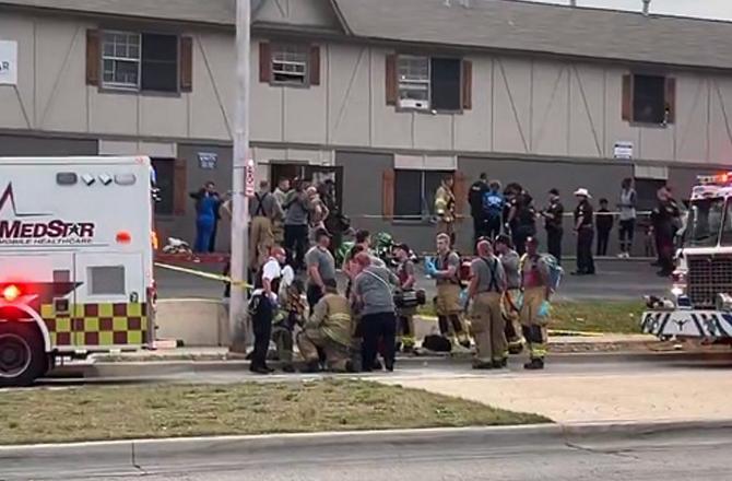 The scene after the shooting in Fort Worth. Photo: INN