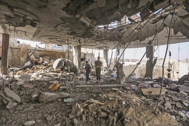 A building destroyed in Rafah by the Israeli army. Photo: AP/PTI