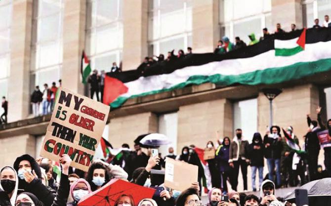 Students at Ghent University are protesting against the Gaza war. Photo: INN