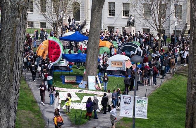 University, the students had set up tents like this. Image: X
