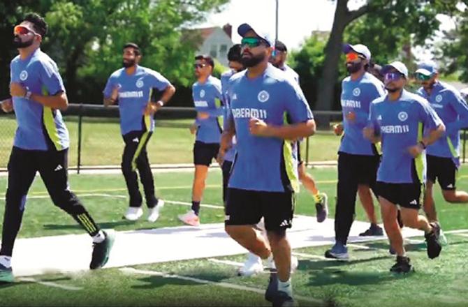 Indian team running in New York. Photo: PTI.