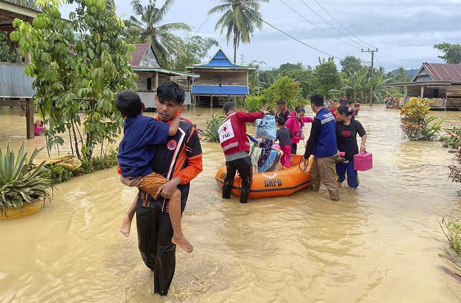 A scene after the flood in Indonesia. Photo: PTI