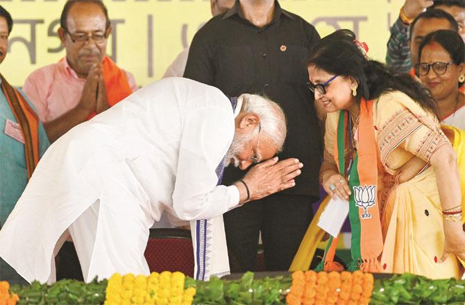 Prime Minister Modi during election campaign. Photo: INN