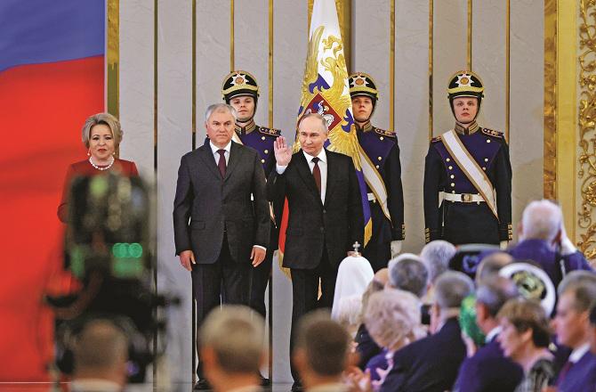 Putin welcoming the participants on the occasion of the swearing-in ceremony. Photo: INN.