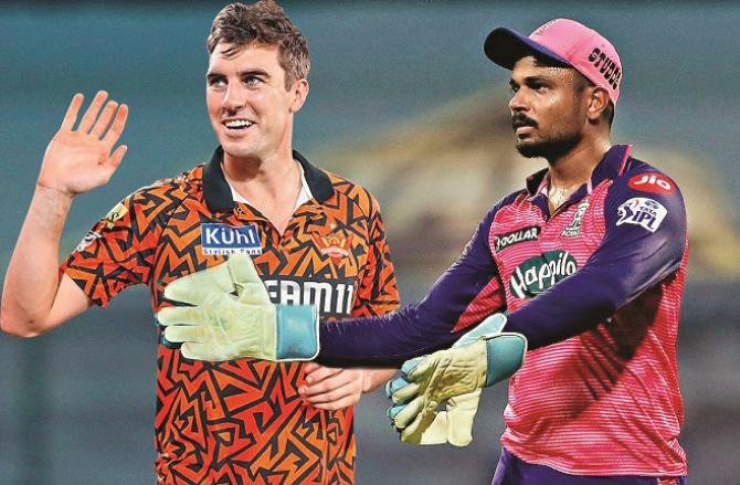 Rajasthan captain Sanju Samson (right) and Hyderabad captain Pat Cummins played important roles in the team`s victory. Photo: INN
