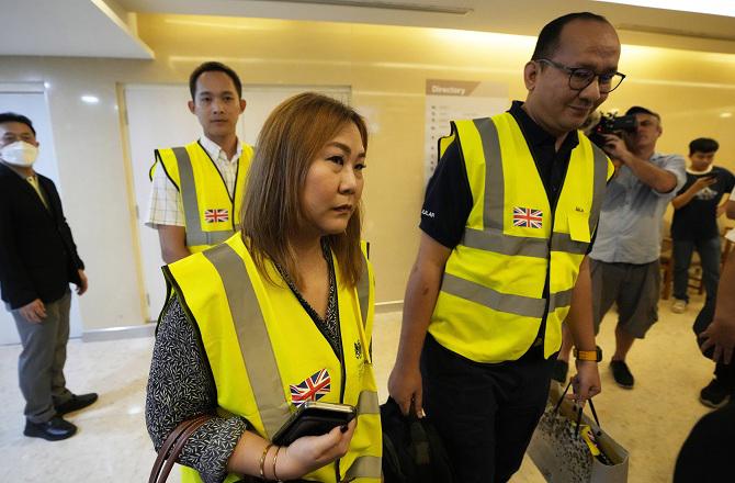 Officials of the British Embassy at Samitivej Srinakarin Hospital in Bangkok. Photo: PTI