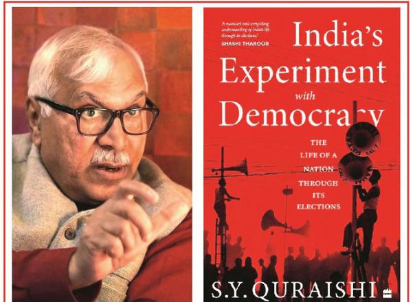 Ex-Chief Election Commissioner of India Shahabuddin Yaqoob Qureshi and a reflection of his book. Photo: INN