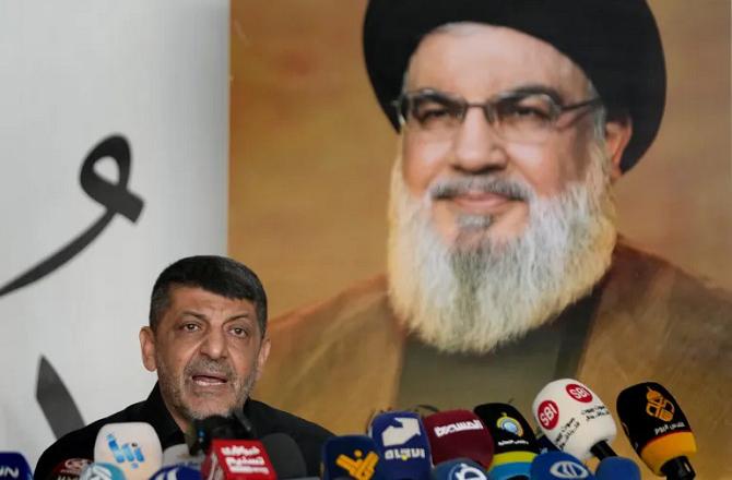 Muhammad Afif speaking during a press conference in Dahiya. Photo: INN.
