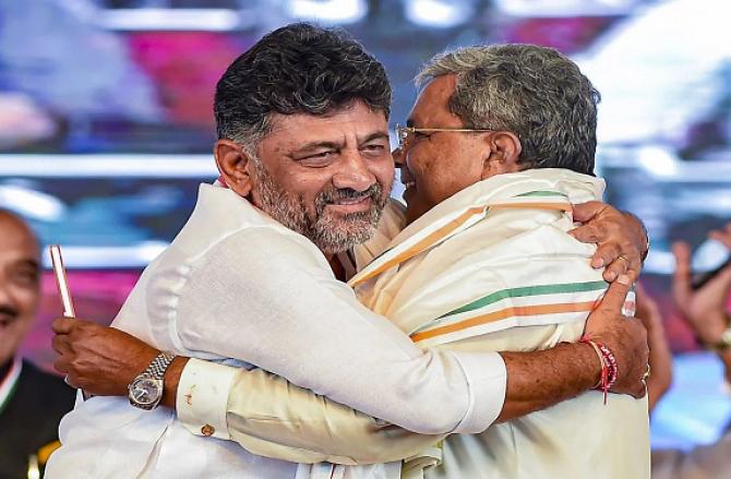 Chief Minister Siddaramaiah and Deputy Chief Minister Shivakumar. Photo: INN