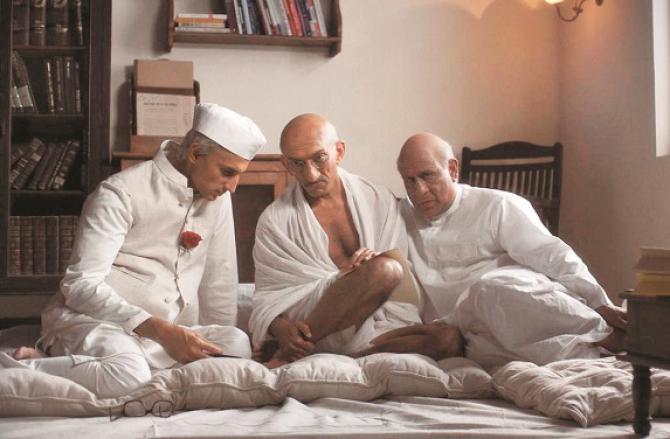 Rajinder Chawla, Chirag Vohra and Siddhant Gupta can be seen in a scene from the web series `Freedom at Midnight`. Photo: INN