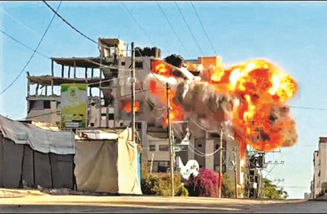 The building in Gaza that was targeted by the Israeli army. Photo: INN