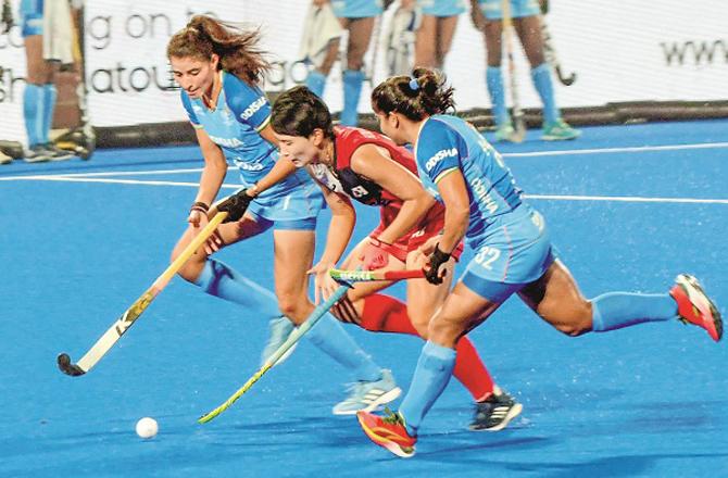 A scene from the India vs South Korea match. Photo: PTI.