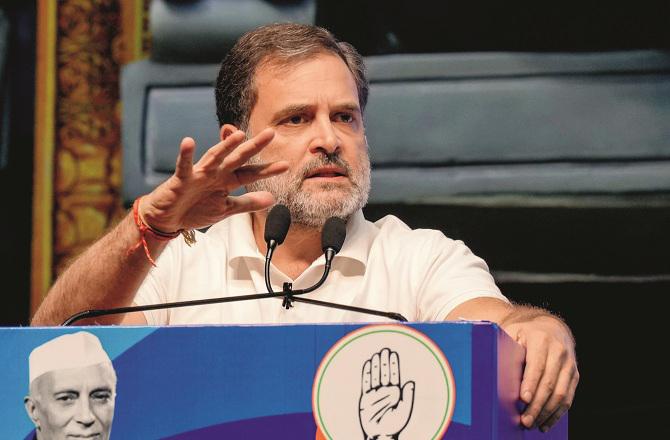 Rahul Gandhi speaking at the campaign launch. Photo: PTI