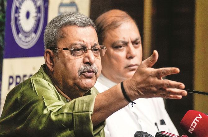 Kalyan Banerjee and Nadeemul Haque talking to the media. (PTI)