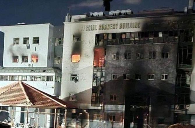 The condition of al-Shifa hospital in Gaza after the Israeli bombing. Photo: X