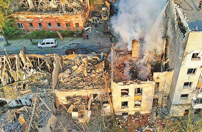 A Ukrainian city destroyed by the Russian invasion. Photo: INN.