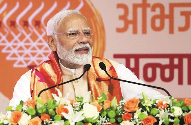 Prime Minister Modi speaking. Photo: INN