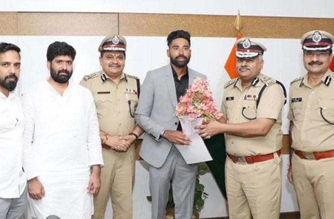 Mohammad Siraj with DGP today. Photo: X